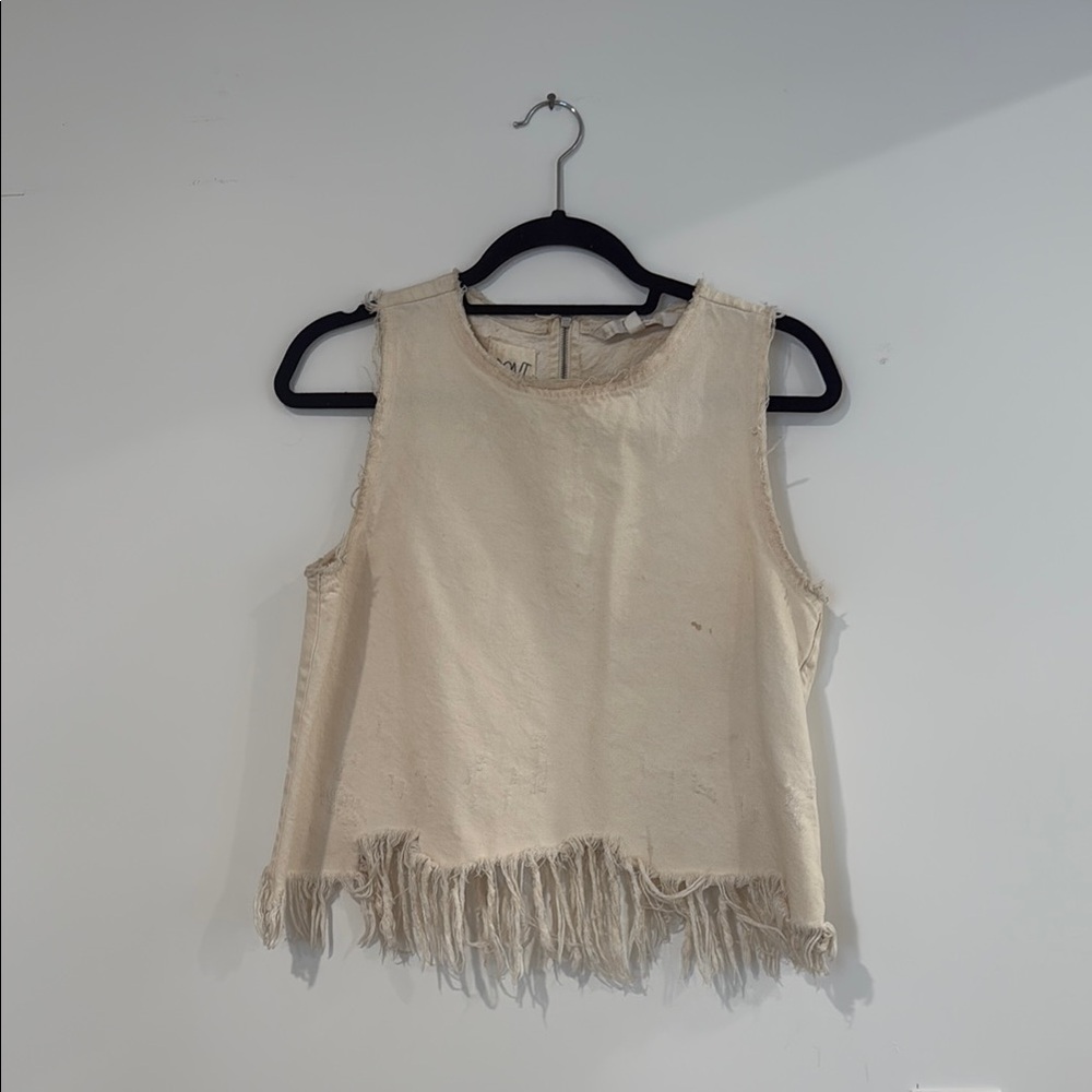 Zara Cream Embellished Crop Tank Top